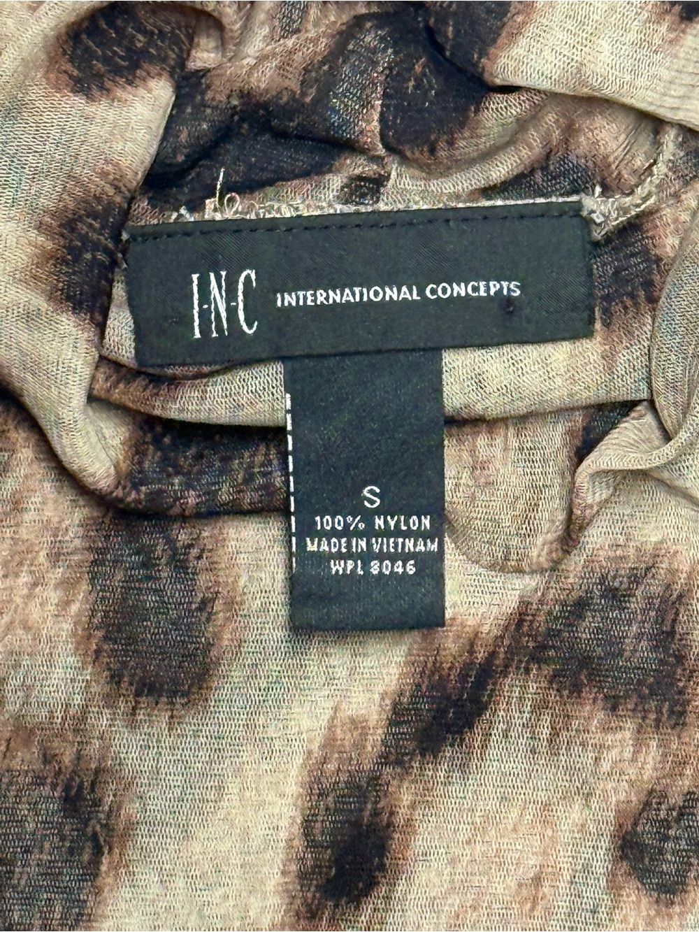 Leopard Print Long Sleeve Mock Neck Top - Brown - Picture 3 of 3